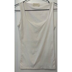 Zara Collection Womens Basic White Sleeveless tank Scoop Neck Cotton Blend Size
